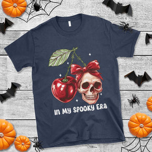 Halloween Coquette T Shirt In My Spooky Era Skull Cherry TS09 Navy Print Your Wear