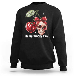 Halloween Coquette Sweatshirt In My Spooky Era Skull Cherry TS09 Black Print Your Wear