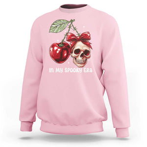 Halloween Coquette Sweatshirt In My Spooky Era Skull Cherry TS09 Light Pink Print Your Wear