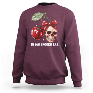 Halloween Coquette Sweatshirt In My Spooky Era Skull Cherry TS09 Maroon Print Your Wear