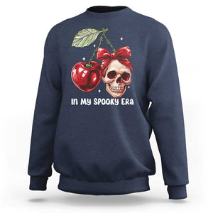 Halloween Coquette Sweatshirt In My Spooky Era Skull Cherry TS09 Navy Print Your Wear