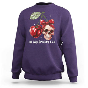 Halloween Coquette Sweatshirt In My Spooky Era Skull Cherry TS09 Purple Print Your Wear