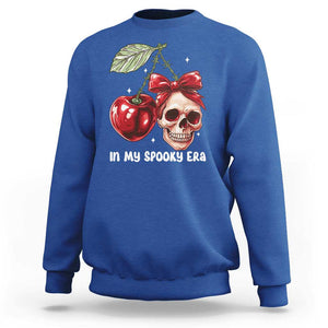 Halloween Coquette Sweatshirt In My Spooky Era Skull Cherry TS09 Royal Blue Print Your Wear