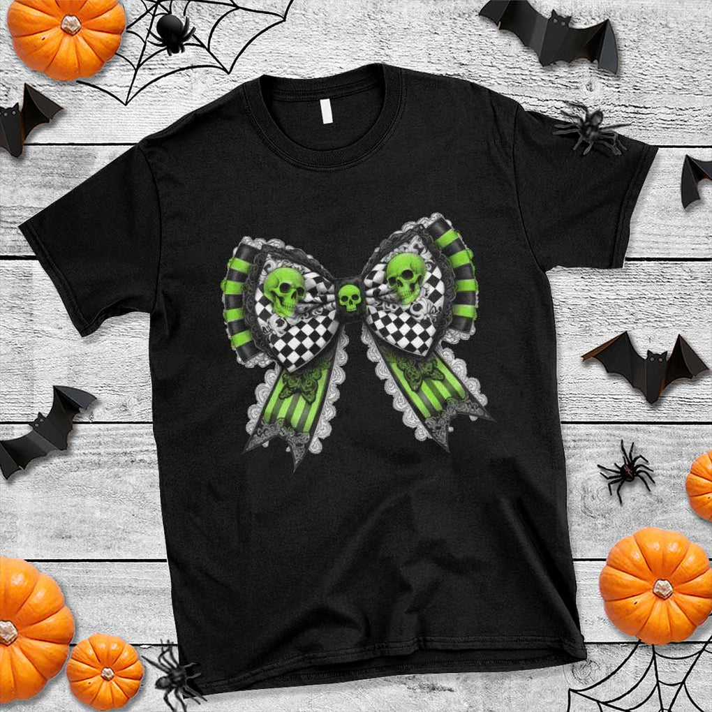 Coquette Halloween T Shirt Spooky Bow Skull TS09 Black Print Your Wear