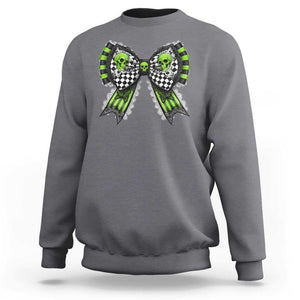 Coquette Halloween Sweatshirt Spooky Bow Skull TS09 Charcoal Print Your Wear