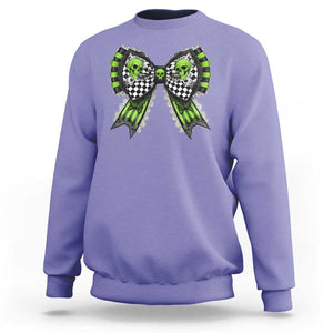 Coquette Halloween Sweatshirt Spooky Bow Skull TS09 Violet Print Your Wear