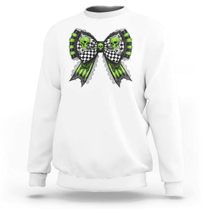 Coquette Halloween Sweatshirt Spooky Bow Skull TS09 White Print Your Wear