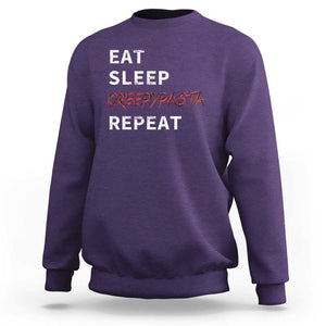 Horror Movie Lover Sweatshirt Eat Sleep Creepypasta Repeat TS09 Purple Print Your Wear