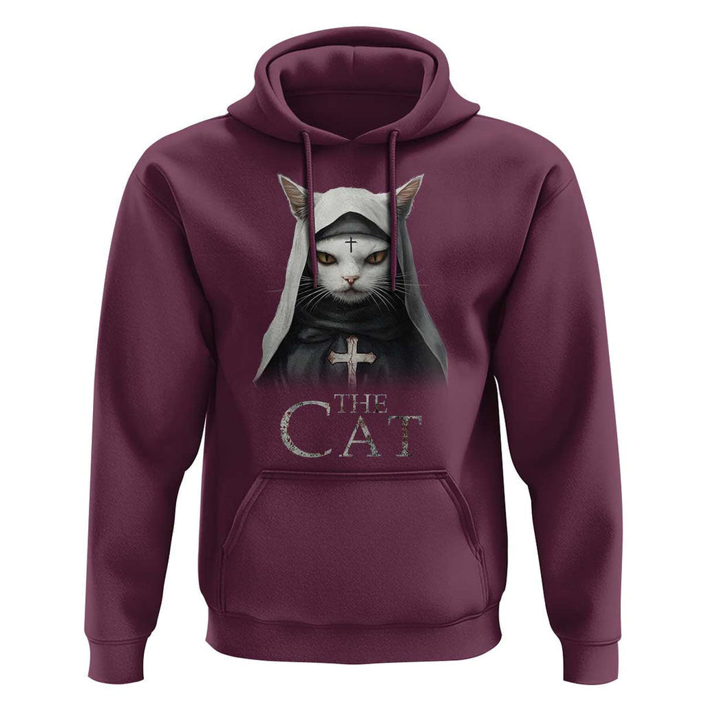 Halloween Cat Hoodie The Cat Nun Spooky TS09 Maroon Print Your Wear