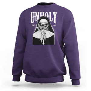 Unholy Nun Sweatshirt Skeleton Dirty Nun Creepy Halloween TS09 Purple Print Your Wear