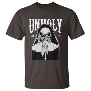 Unholy Nun T Shirt Skeleton Dirty Nun Creepy Halloween TS09 Dark Chocolate Print Your Wear