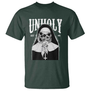 Unholy Nun T Shirt Skeleton Dirty Nun Creepy Halloween TS09 Dark Forest Green Print Your Wear