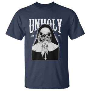 Unholy Nun T Shirt Skeleton Dirty Nun Creepy Halloween TS09 Navy Print Your Wear