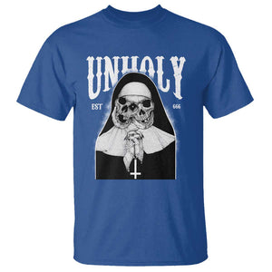 Unholy Nun T Shirt Skeleton Dirty Nun Creepy Halloween TS09 Royal Blue Print Your Wear