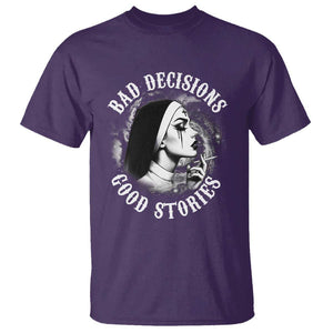 Unholy Nun T Shirt Bad Decisions Good Stories Dirty Nun Smoking TS09 Purple Print Your Wear