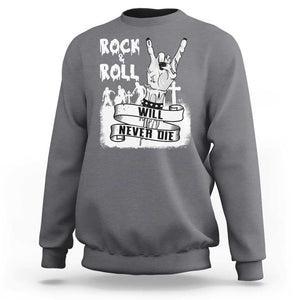 Halloween Rock N Roll Sweatshirt Will Never Die Zombie TS09 Charcoal Print Your Wear