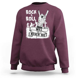 Halloween Rock N Roll Sweatshirt Will Never Die Zombie TS09 Maroon Print Your Wear