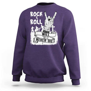 Halloween Rock N Roll Sweatshirt Will Never Die Zombie TS09 Purple Print Your Wear