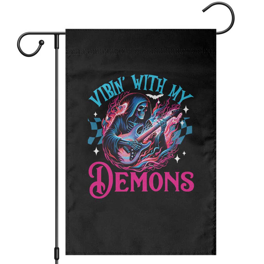 Halloween Rock N Roll Garden Flag Vibing With My Demons TS09 Black Print Your Wear