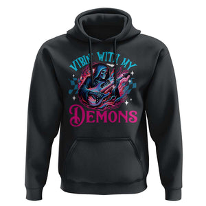 Halloween Rock N Roll Hoodie Vibing With My Demons TS09 Black Print Your Wear