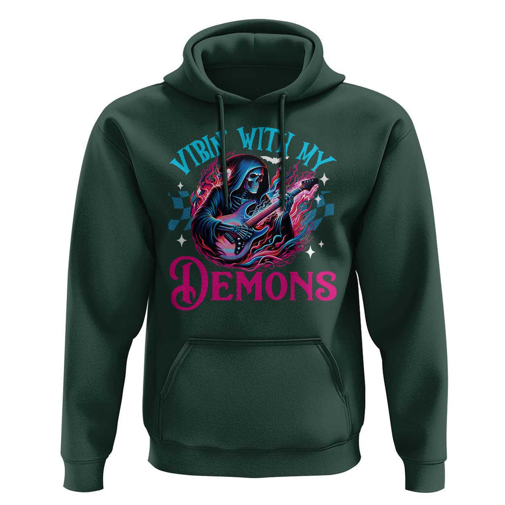 Halloween Rock N Roll Hoodie Vibing With My Demons TS09 Dark Forest Green Print Your Wear