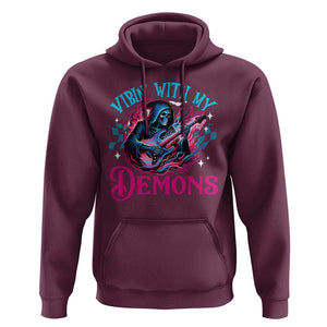 Halloween Rock N Roll Hoodie Vibing With My Demons TS09 Maroon Print Your Wear