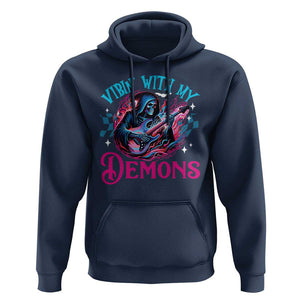 Halloween Rock N Roll Hoodie Vibing With My Demons TS09 Navy Print Your Wear