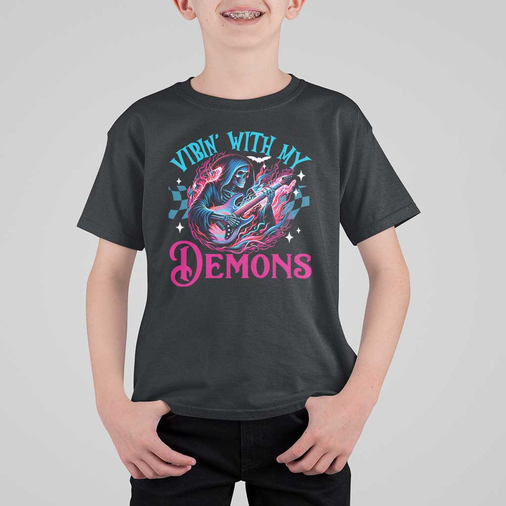 Halloween Rock N Roll T Shirt For Kid Vibing With My Demons TS09 Black Print Your Wear