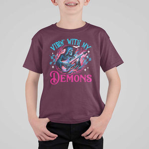 Halloween Rock N Roll T Shirt For Kid Vibing With My Demons TS09 Maroon Print Your Wear