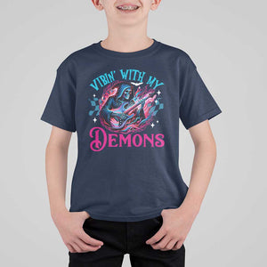 Halloween Rock N Roll T Shirt For Kid Vibing With My Demons TS09 Navy Print Your Wear