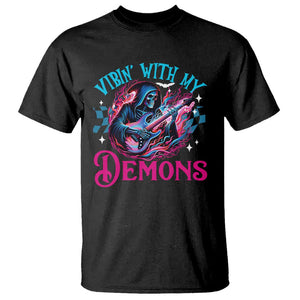 Halloween Rock N Roll T Shirt Vibing With My Demons TS09 Black Print Your Wear