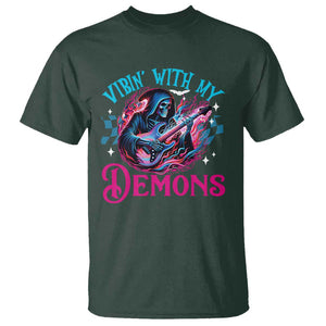 Halloween Rock N Roll T Shirt Vibing With My Demons TS09 Dark Forest Green Print Your Wear