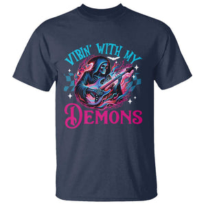 Halloween Rock N Roll T Shirt Vibing With My Demons TS09 Navy Print Your Wear