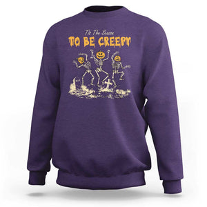 Funny Halloween Sweatshirt Tis The Season To Be Creepy Dancing Skeleton TS09 Purple Print Your Wear