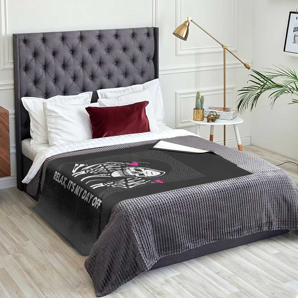 Funny Grim Reaper Throw Blanket Relax It's My Day Off Halloween TS09 Print Your Wear