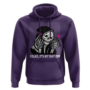 Funny Grim Reaper Hoodie Relax It's My Day Off Halloween TS09 Purple Print Your Wear