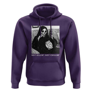 Funny Grim Reaper Hoodie Not Killing Just Chilling Halloween TS09 Purple Print Your Wear