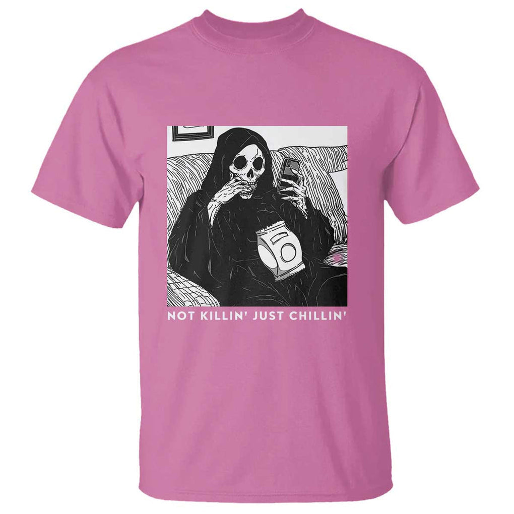 Funny Grim Reaper T Shirt Not Killing Just Chilling Halloween TS09 Azalea Print Your Wear