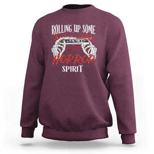 Funny Halloween Sweatshirt Rolling Up Some Horror Spirit TS09 Maroon Print Your Wear