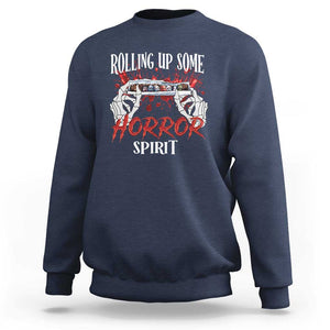 Funny Halloween Sweatshirt Rolling Up Some Horror Spirit TS09 Navy Print Your Wear