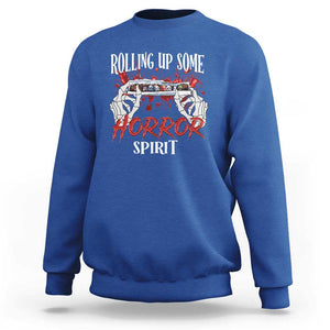 Funny Halloween Sweatshirt Rolling Up Some Horror Spirit TS09 Royal Blue Print Your Wear