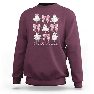 Coquette Halloween Sweatshirt Pas De Boo-re Ghost Ballerina TS09 Maroon Print Your Wear