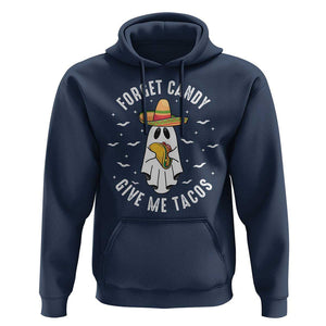 Mexico Halloween Hoodie Forget Candy Give Me Tacos Cute Mexican Ghost TS09 Navy Print Your Wear