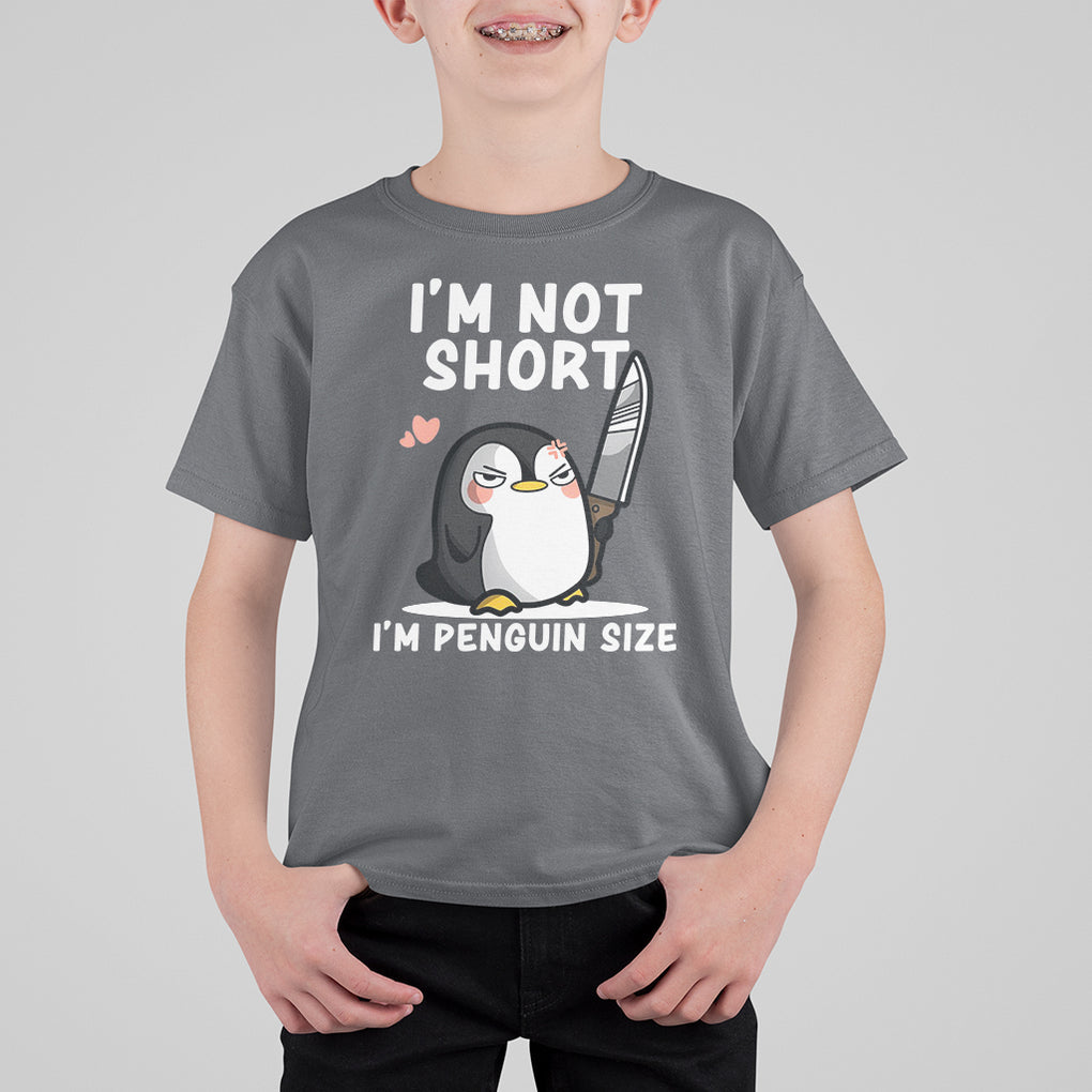 I'm Not Short I'm Penguin Size Angry But Cute T Shirt For Kid TS09 Charcoal Printyourwear