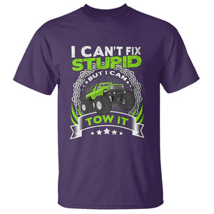 Truck Driver Wrecker I Can't Fix Stupid But I Can Tow It T Shirt TS09 Purple Printyourwear