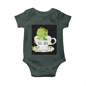 Funny Dinosaur Tea Rex Baby Onesie TS09 Dark Forest Green Print Your Wear