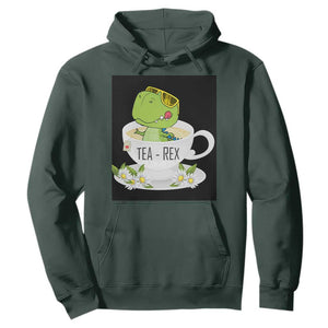 Funny Dinosaur Tea Rex Hoodie TS09 Dark Forest Green Print Your Wear