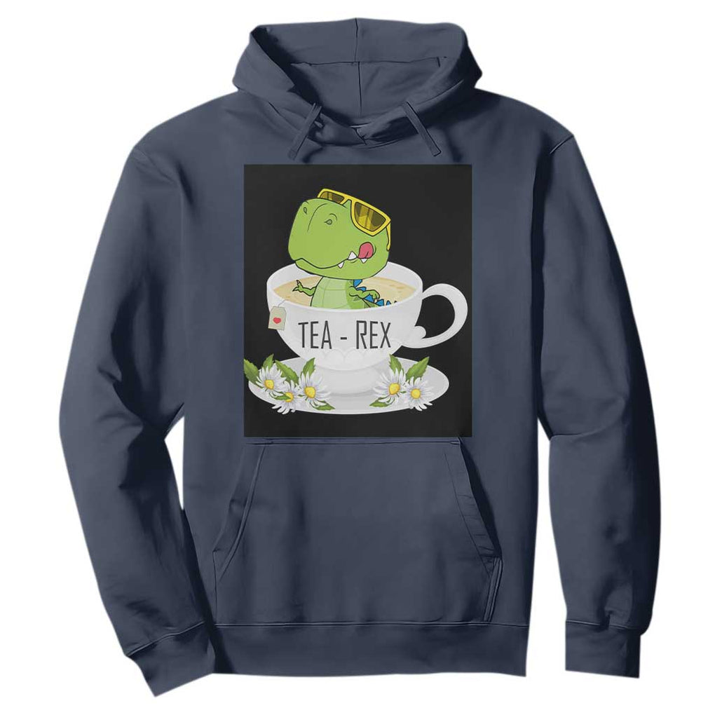 Funny Dinosaur Tea Rex Hoodie TS09 Navy Print Your Wear