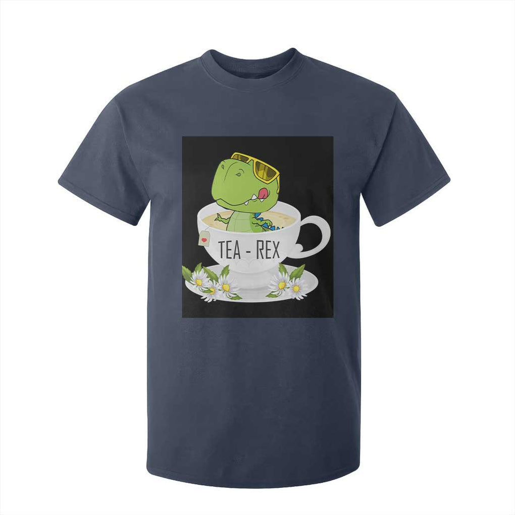 Funny Dinosaur Tea Rex T Shirt For Kid TS09 Navy Print Your Wear