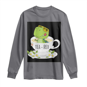 Funny Dinosaur Tea Rex Long Sleeve Shirt TS09 Charcoal Print Your Wear